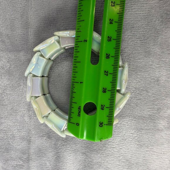 Butterfly Shape Beaded Bracelet Double Hole Beads Iridescent Stretch Adjustable - Picture 5 of 14